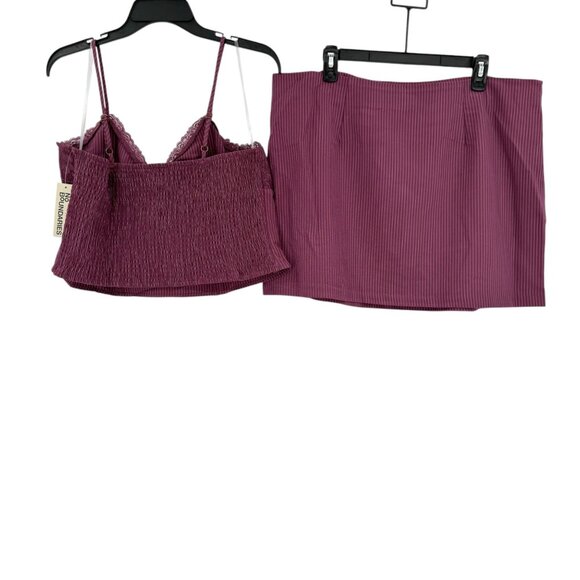 No Boundaries Women Set Plum Wine Woven Bustier Top & Skirt Size XL 16-18 NWT - Picture 3 of 11